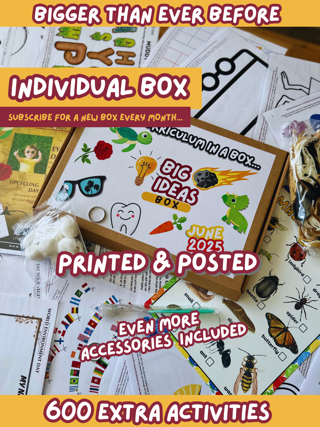 Printed & Posted - Monthly Big Ideas Box with FREE Outdoor Board - Individual - June 2025...
